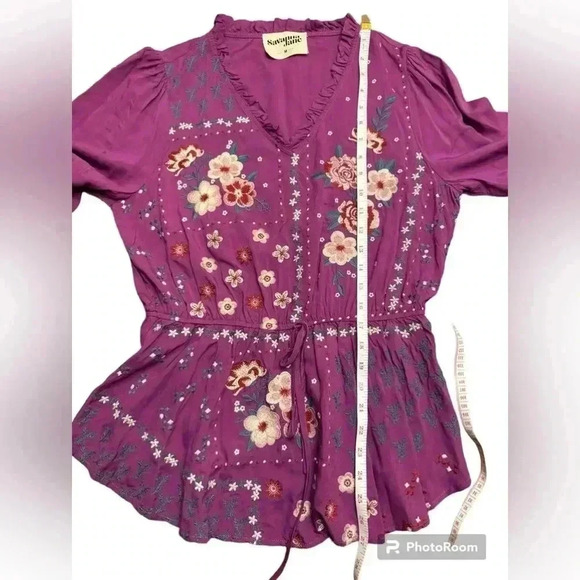 Savanna Jane Embroidered Blouse in Size M Long Sleeves Boho - Picture 10 of 11
